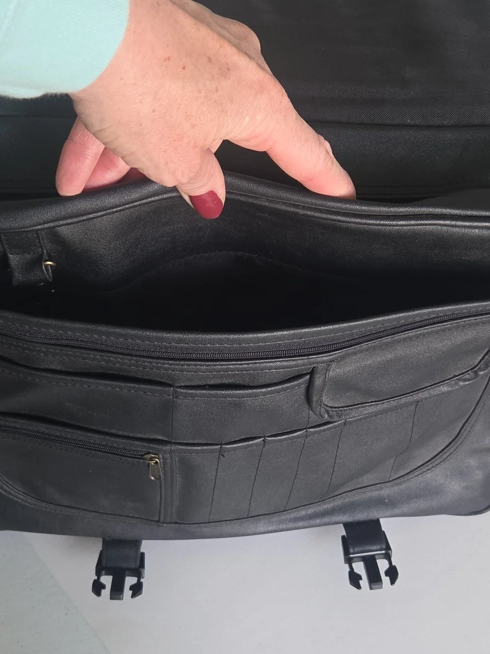 Black Leather Briefcase Messenger Bag for Men